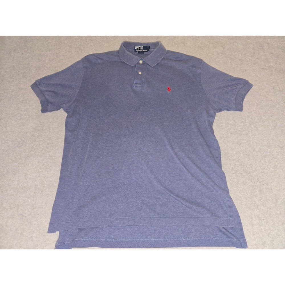 Polo Ralph Lauren Mens Blue Heather Short Sleeve Pony Logo Polo Shirt Medium